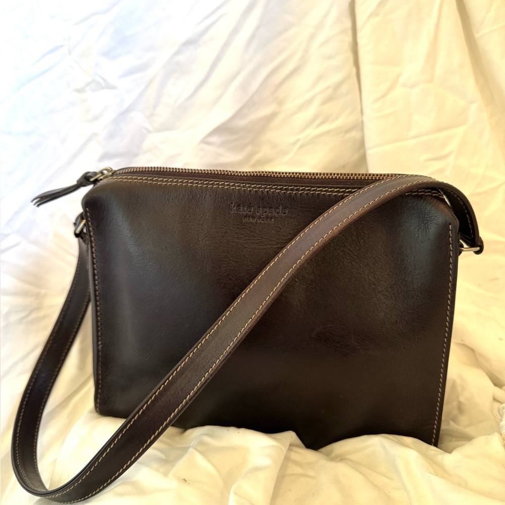 Rare Kate Spade Dark Brown Leather Shoulder Bag